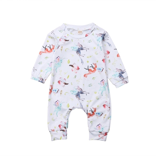 Newborn Baby Girls Floral Long Sleeve Romper