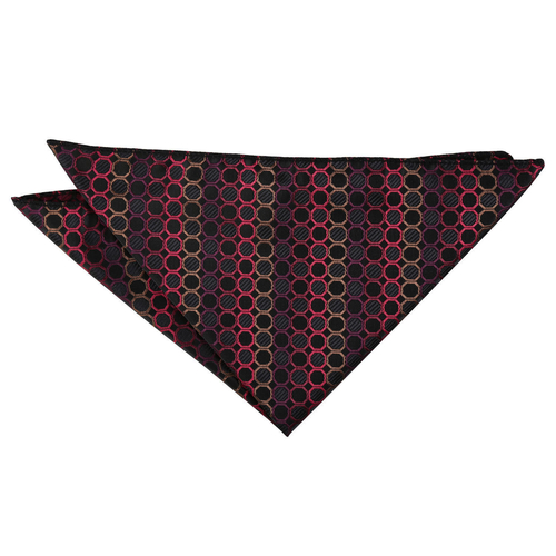 Honeycomb Polka Dot Handkerchief - Black, Red & Bronze