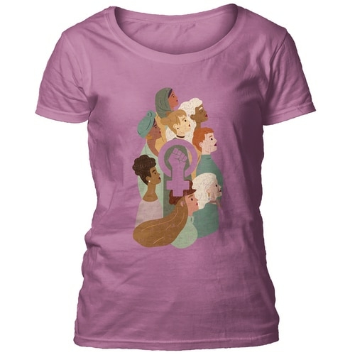 The Mountain 27916601734 Pink Female Fist Logo Ladies Scoop Neck T-Shi