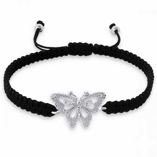 Solid Rock Jewelry 85187 Bracelet Butterfly With Crystals 925 Sterling