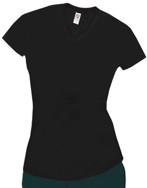 Medium  Womens Super Soft Spandex T-Shirt, Black - Case of 12