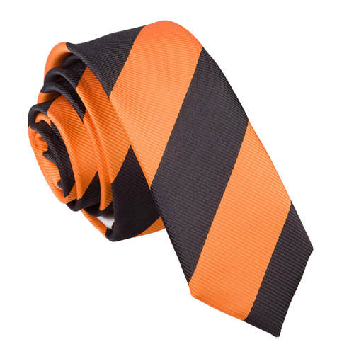 Striped Skinny Tie - Orange & Black