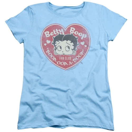 Trevco Boop-Fan Club Heart - Short Sleeve Womens Tee - Light Blue,