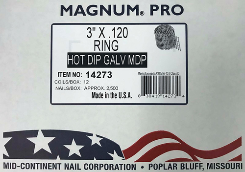 Magnum Fasteners 2847093 15 deg Ring Shank Angled Coil Nails, 3 in