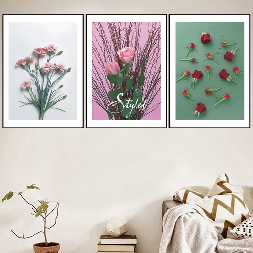 Pink Flowers Canvas Painting Wall Art