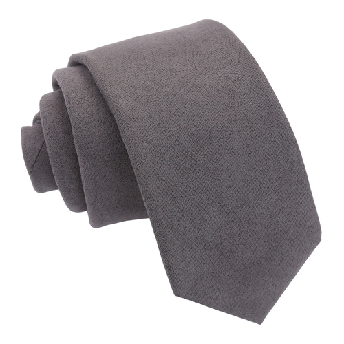 Suede Slim Tie - Charcoal