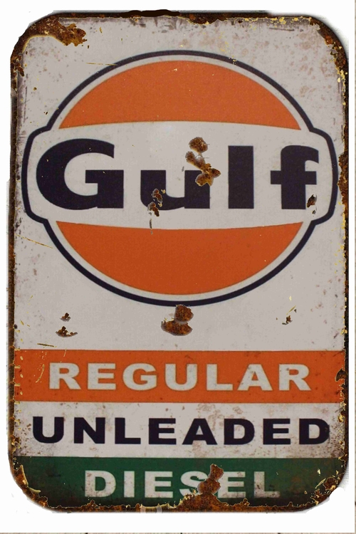 Gulf Regular Oil and Gasoline Metal  8 x 12 inch Tin Sign
