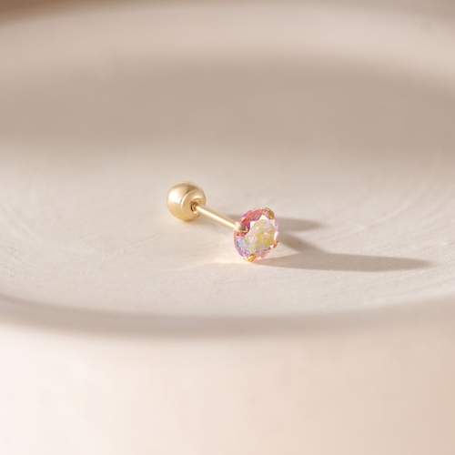 14K (58.5%) SOLID GOLD PINK AURORA CUBIC PIERCING