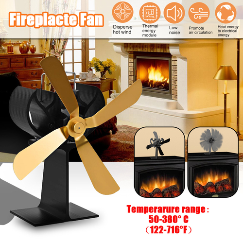 4 Blade Stove Fan Portable Fireplace Fan Heat