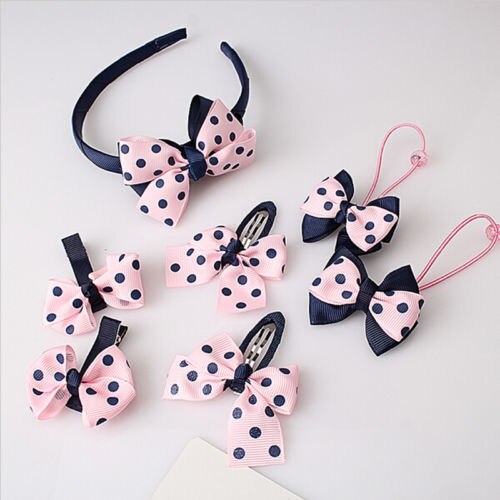 7Pcs/set Cute Kids Girl Baby Toddler Bow Barrette