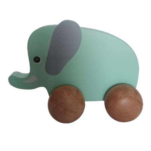 Handcrafted Wooden Push Toy – Elephant - for Babies (0-24 Months)