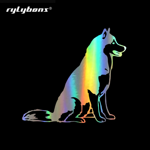 Rylybons 12cm*13.7cm  Funny Husky Car Stickers