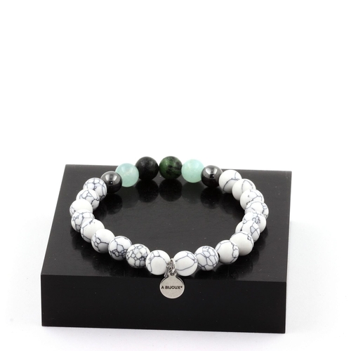 Epidote from Australia + Hematite + Angelite + Howlite Bracelet 