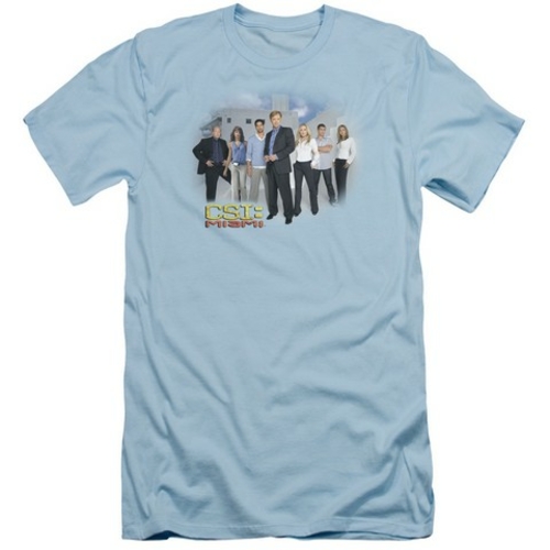 Trevco Csi-Miami Cast - Short Sleeve Adult 30-1 Tee - Light Blue- Smal