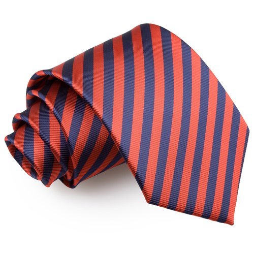 Thin Stripe Classic Tie - Navy Blue & Red