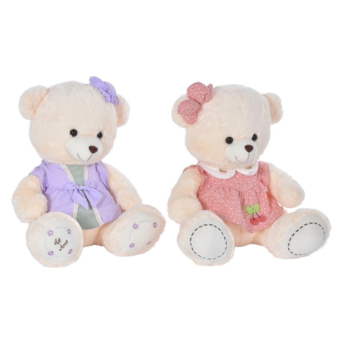 Teddy Bear DKD Home Decor Dress 42 x 20 x 50 cm Beige Pink Lilac