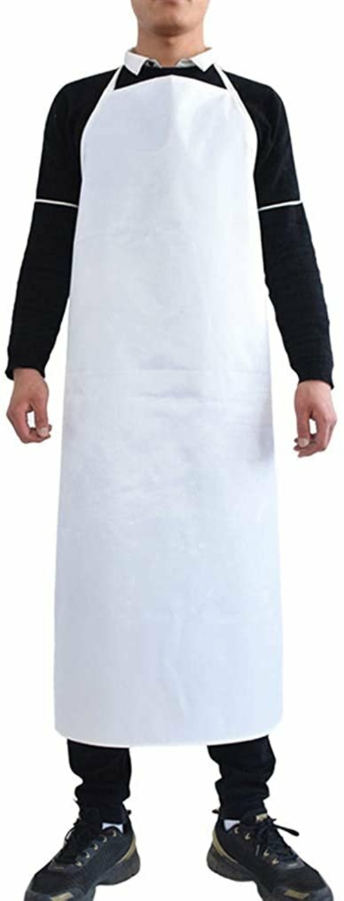 72 Pack White Hemmed Vinyl Aprons 35" x 45". Disposable Aprons for