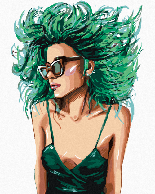 Paint by Numbers - WOMAN WITH GREEN HAIR