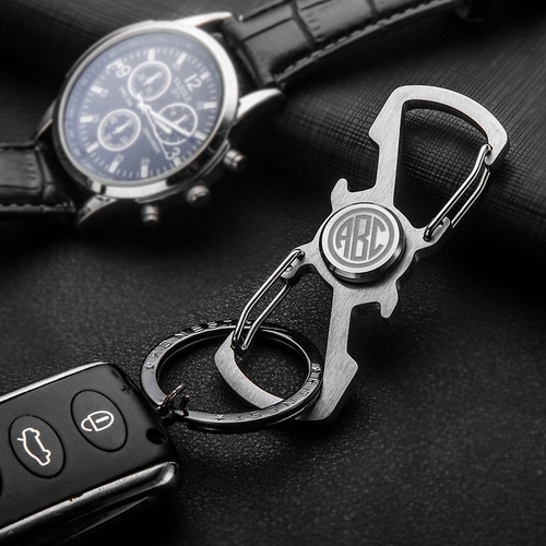 Monogram Spinner Opener Carabiner Keychain