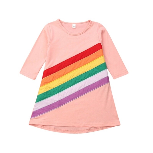 1 6T Baby Rainbow Stripes One piece Dresses Kids