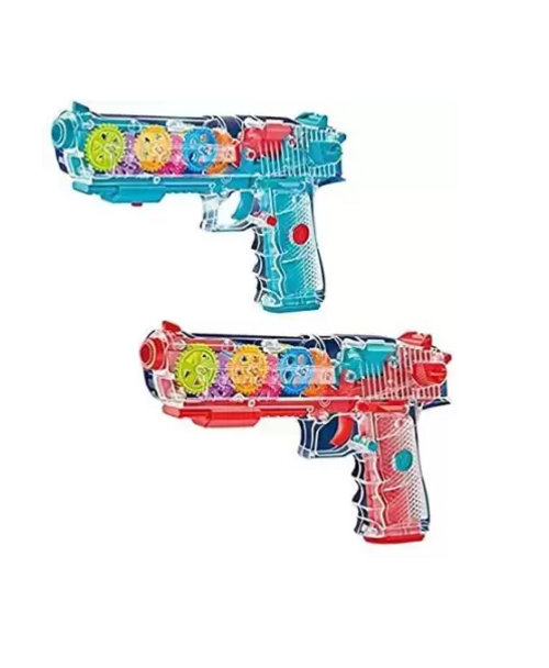 Transparent Musical Toy Gun for Kids with Laser Light and Flashing 3D