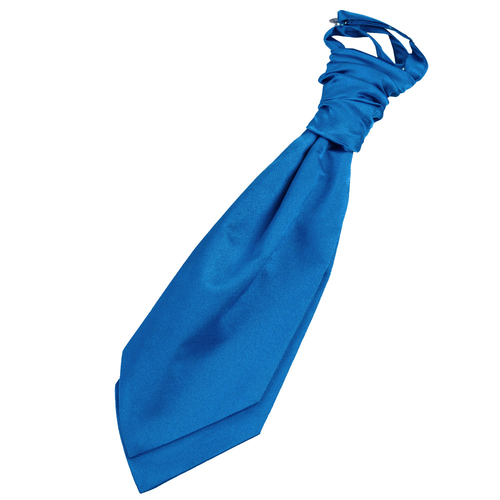 Plain Satin Pre-Tied Ruche Cravat - Electric Blue