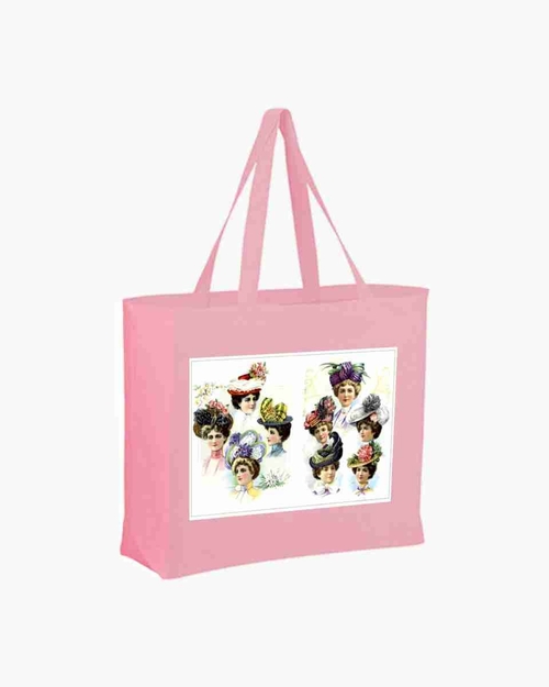 Fashion Hats 1900  Pink Tote Grocery, Beach Bag