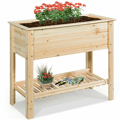 Raised Wooden Planter and Tray