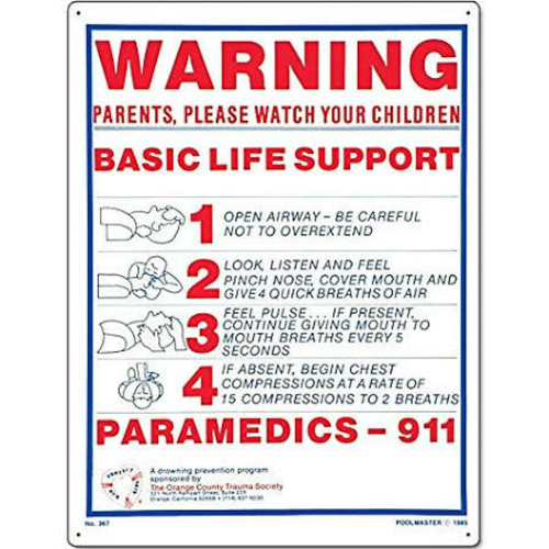 Poolmaster PM40367 Basic Life Support Sign for Residential or Commerci