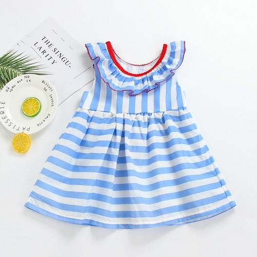 Toddler Kids Baby Girls Fly Sleeve Ruffles Stripe