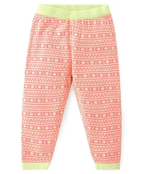 Knit Full Length Fleece Bottom with Stripes - Multicolour