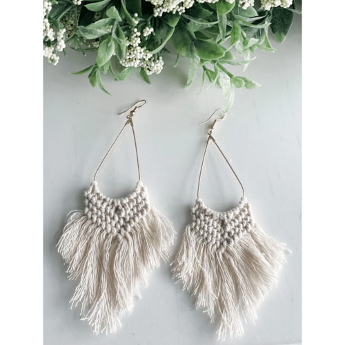 Boho Macrame Earrings "White"