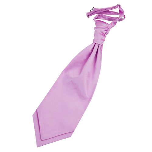 Plain Satin Pre-Tied Ruche Cravat - Lilac