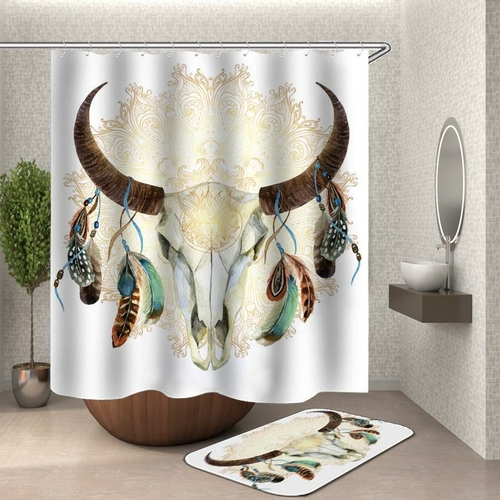 Native American Bull Skull Shower Curtain