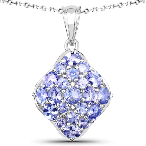 2.69 Carat Genuine Tanzanite .925 Sterling Silver Pendant