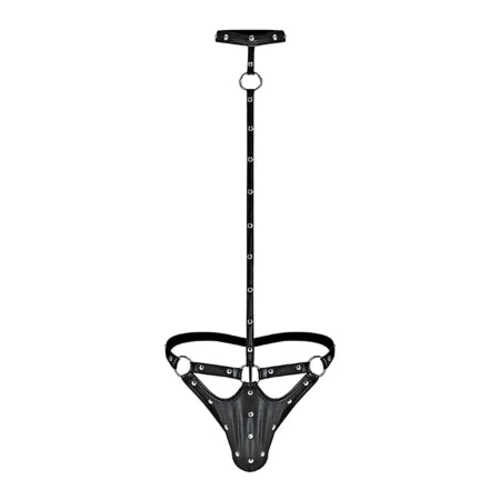 Male Power Fetish Tormentor Choker G-String Body Harness Black S/M