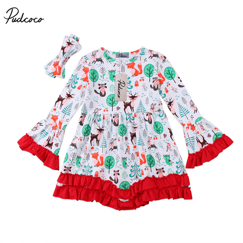 Christmas Toddler Kids Baby Girl Dress Tops