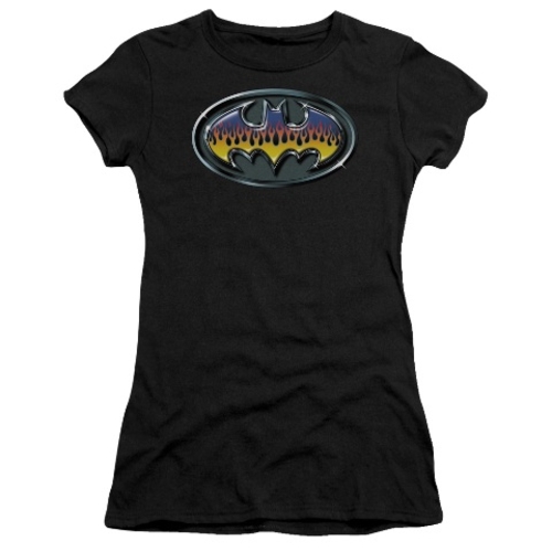 Trevco Batman-Hot Rod Shield - Short Sleeve Junior Sheer Tee - Black&#