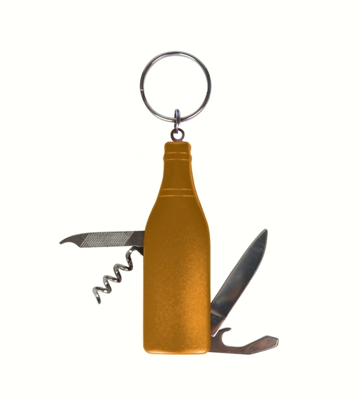 ProBar Essentials PBE202 Bottle Multi Tool Key Chain, Gold Wine