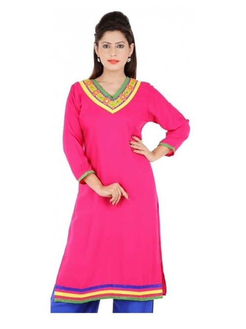 Rayon Straight Embroidery Kurti