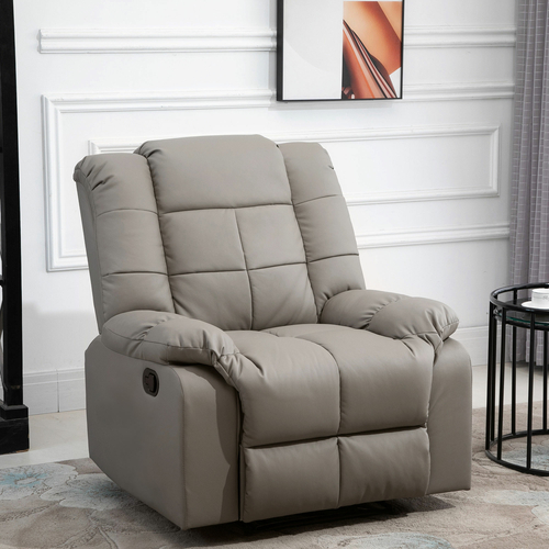 HOMCOM 8- Point Massage Sofa Manual Lift Recliner Footrest PU Leather