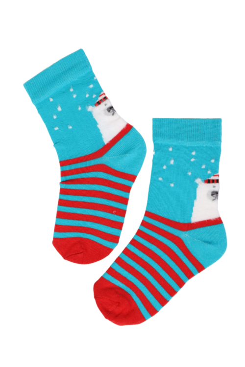 WHITE BEAR blue cotton socks with a polar bear for
