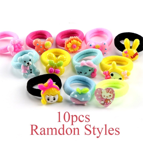 10PCS/Lot Little Girls Cartoon Elastic Hair Band
