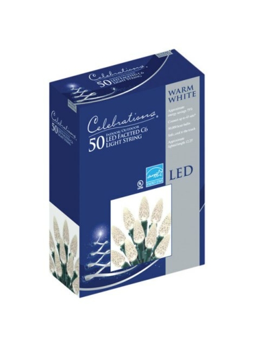 Celebrations 47829-71 12 ft. C6 LED 50 Warm White Light Set