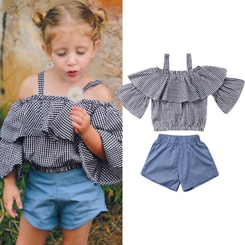 Toddler Kids Baby Girls Ruffled Off