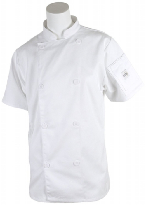 Mercer Tool M61032WHS Genesis Womens Short Sleeve Chef Jacket With Tra