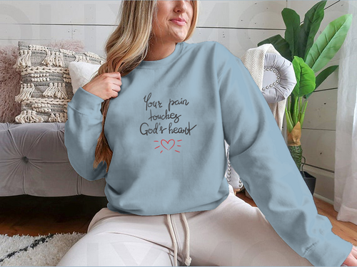 Main Your Pain Touches Gods Heart - Motivational Quote Lettering, Religious image