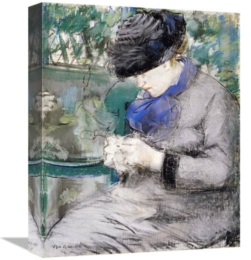 16 in. Girl Sitting in the Garden Knitting, 1879 Art Print - Edoua