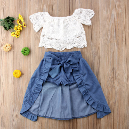 Newborn Girl Kid Lace Off-shoulder T shirt Top