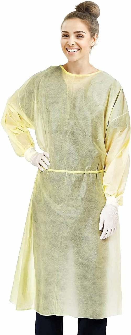 Pack of 10 Unisex Disposable Yellow Frock XL Size Non-Woven Clothing